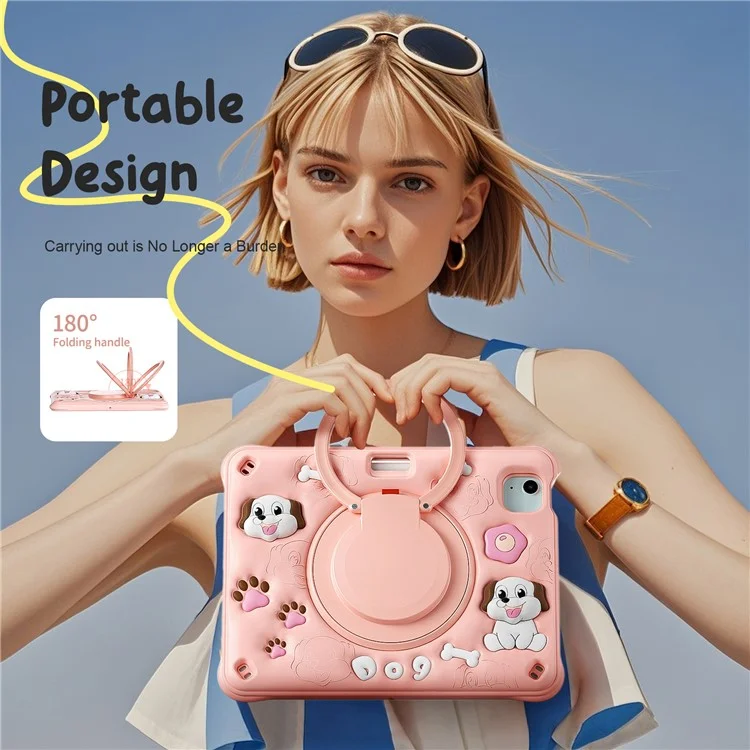 pour ipad air 11 (2024) / air (2022) / (2020) / ipad pro 11 (2022) / (2021) / (2020) / (2018) case mignon motif de chien kickstand pc + silicone + couverture de tablette tpu