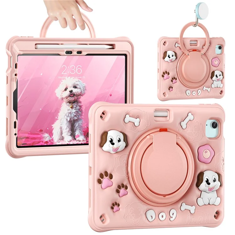 pour ipad air 11 (2024) / air (2022) / (2020) / ipad pro 11 (2022) / (2021) / (2020) / (2018) case mignon motif de chien kickstand pc + silicone + couverture de tablette tpu