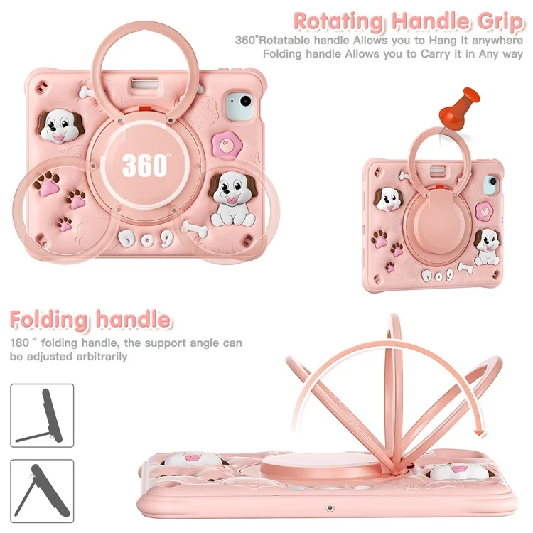 pour ipad air 11 (2024) / air (2022) / (2020) / ipad pro 11 (2022) / (2021) / (2020) / (2018) case mignon motif de chien kickstand pc + silicone + couverture de tablette tpu
