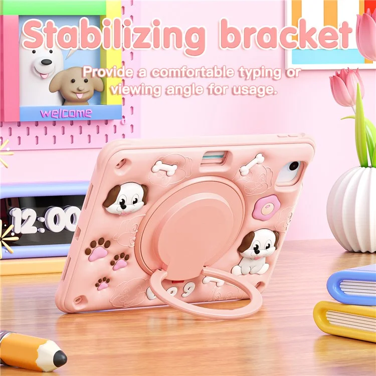 pour ipad air 11 (2024) / air (2022) / (2020) / ipad pro 11 (2022) / (2021) / (2020) / (2018) case mignon motif de chien kickstand pc + silicone + couverture de tablette tpu
