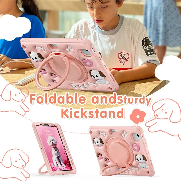 pour ipad air 11 (2024) / air (2022) / (2020) / ipad pro 11 (2022) / (2021) / (2020) / (2018) case mignon motif de chien kickstand pc + silicone + couverture de tablette tpu