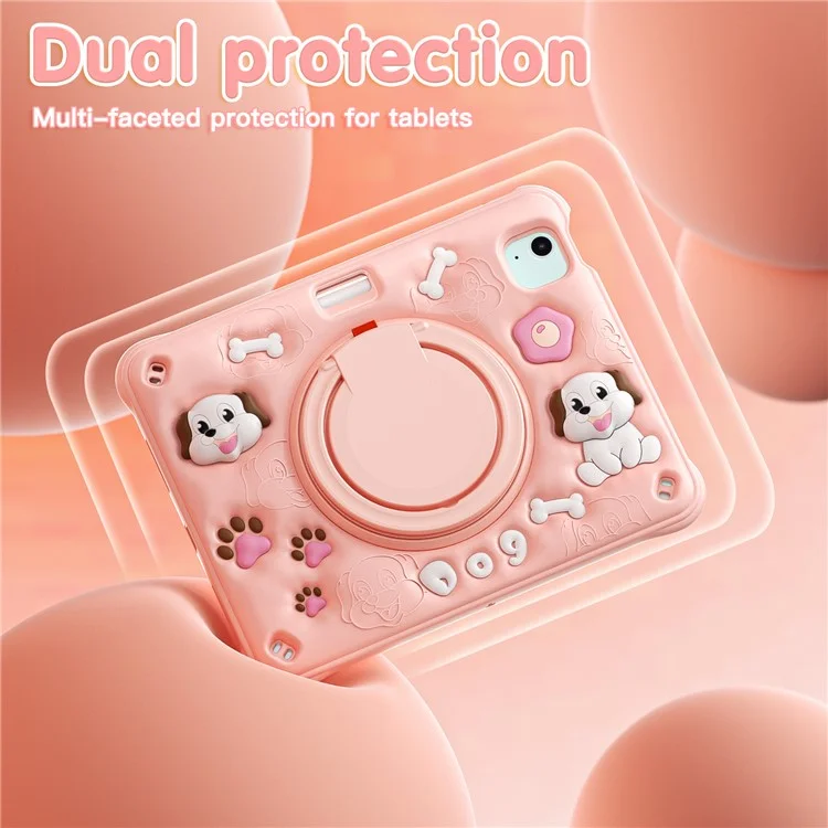 pour ipad air 11 (2024) / air (2022) / (2020) / ipad pro 11 (2022) / (2021) / (2020) / (2018) case mignon motif de chien kickstand pc + silicone + couverture de tablette tpu