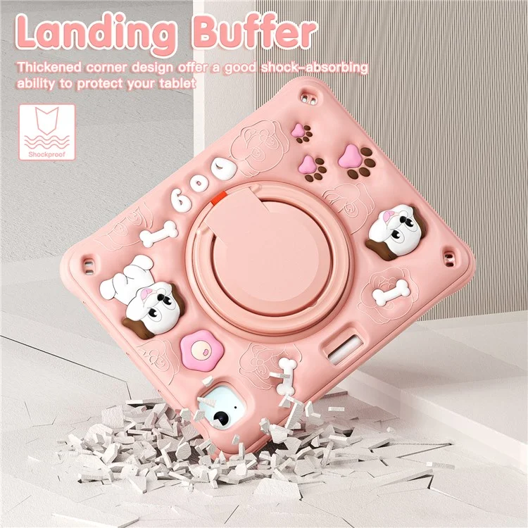 pour ipad air 11 (2024) / air (2022) / (2020) / ipad pro 11 (2022) / (2021) / (2020) / (2018) case mignon motif de chien kickstand pc + silicone + couverture de tablette tpu