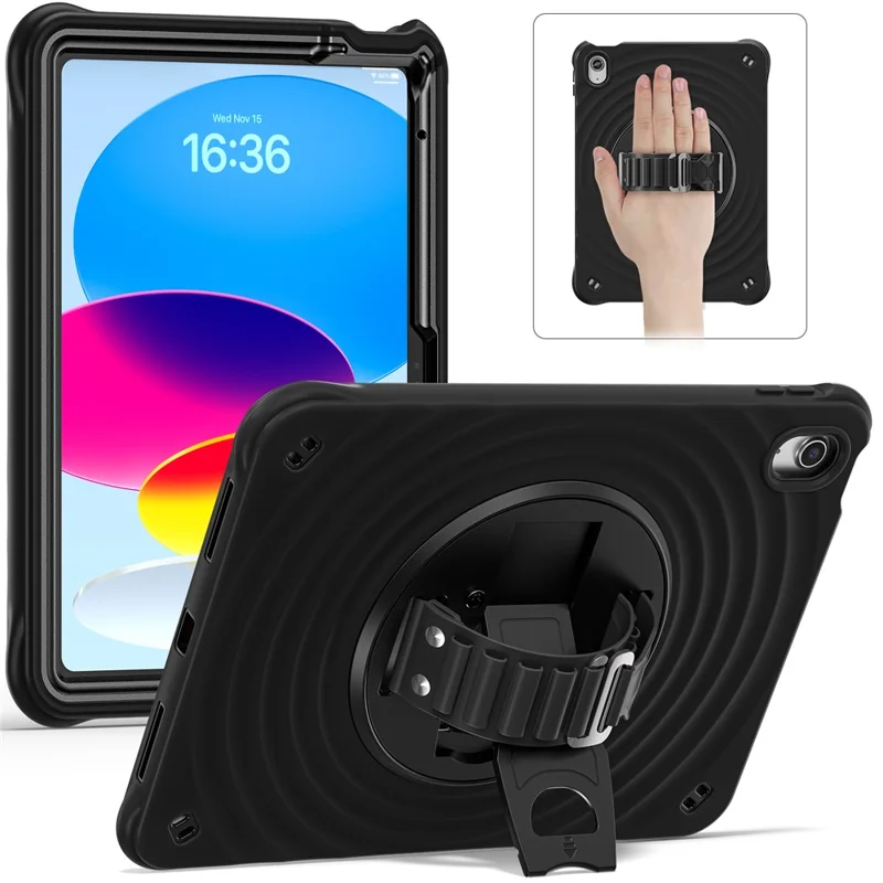 Per Ipad 10.9 (2022) Case Kickstand Tpu+pc+copertina di Tablet in Silicone - Nero