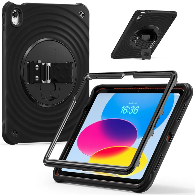 Per Ipad 10.9 (2022) Case Kickstand Tpu+pc+copertina di Tablet in Silicone - Nero