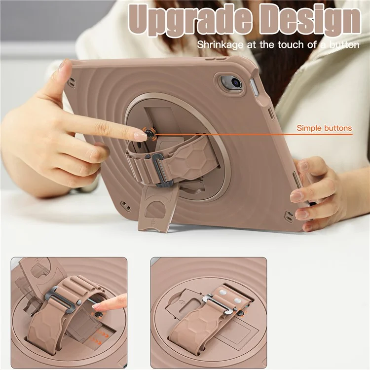 Für Ipad 10.9 (2022) Case Kickstand Handgurt Tablet Deckung Mit Schultergurt - Latte