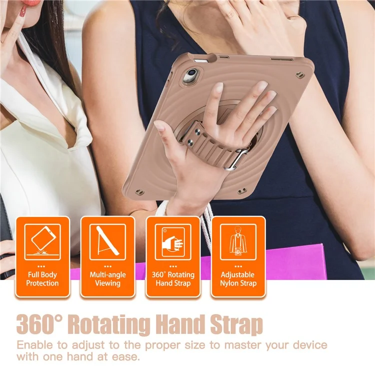 Für Ipad 10.9 (2022) Case Kickstand Handgurt Tablet Deckung Mit Schultergurt - Latte