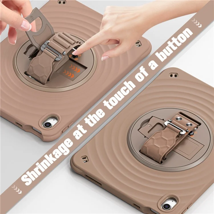 Für Ipad 10.9 (2022) Case Kickstand Handgurt Tablet Deckung Mit Schultergurt - Latte