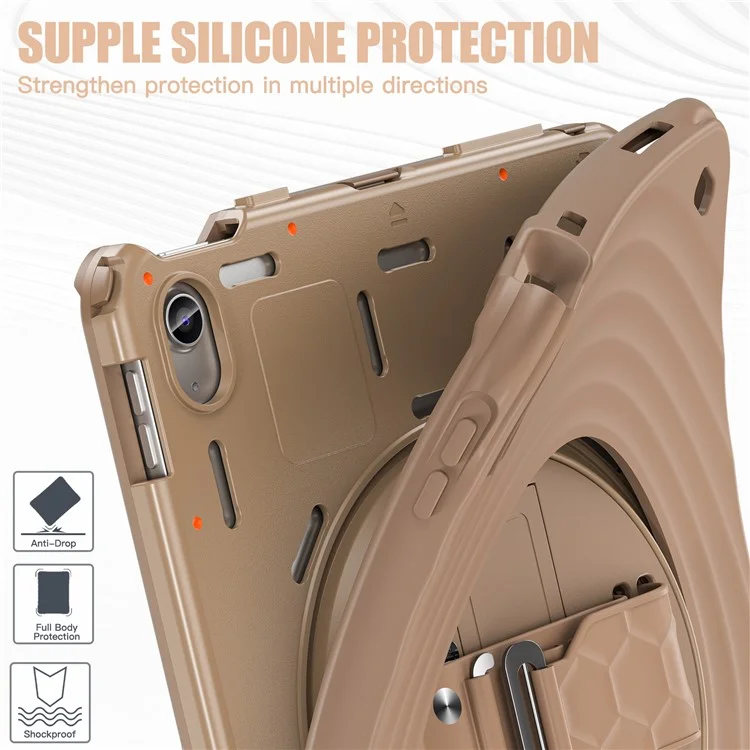 Für Ipad 10.9 (2022) Case Kickstand Handgurt Tablet Deckung Mit Schultergurt - Latte