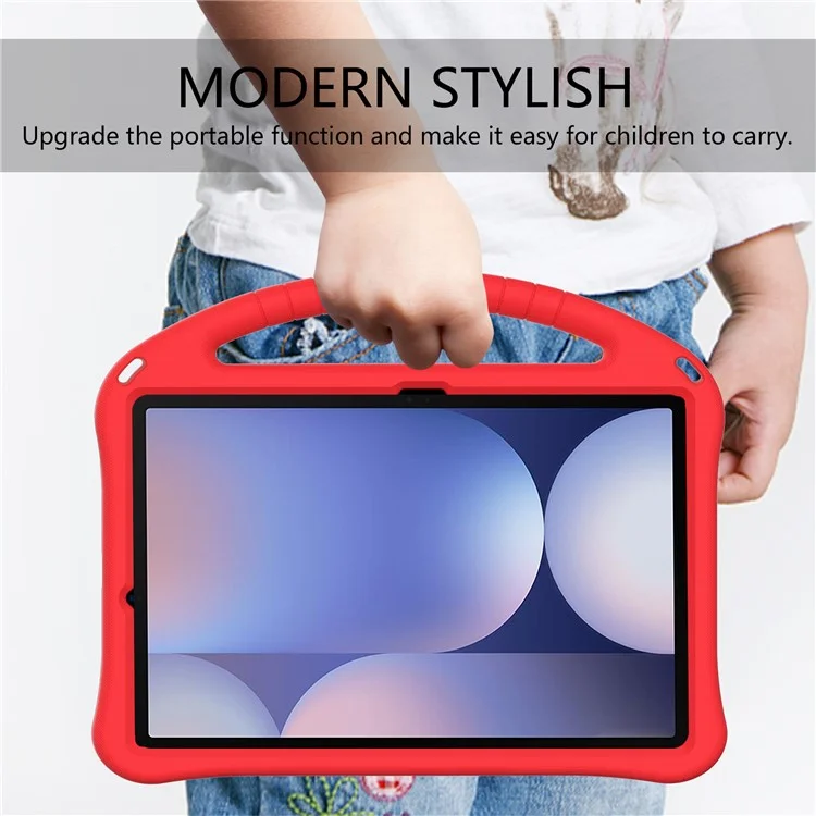 For Samsung Galaxy Tab S10+ Case EVA Tablet Cover with Handle Kickstand Children Friendly - Red