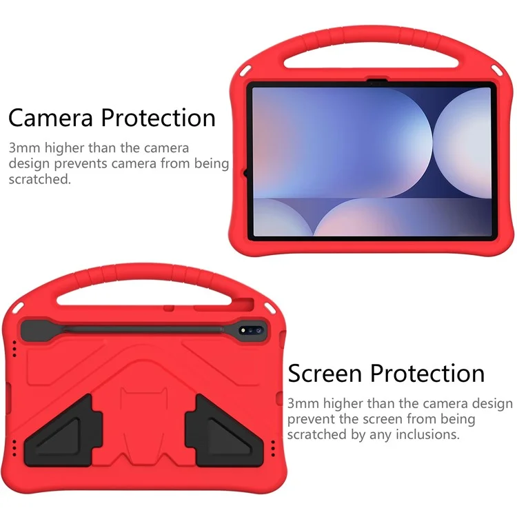For Samsung Galaxy Tab S10+ Case EVA Tablet Cover with Handle Kickstand Children Friendly - Red