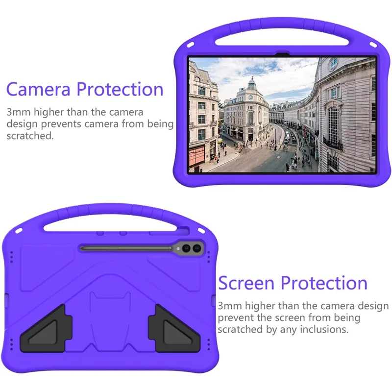 For Samsung Galaxy Tab S10 Ultra Case EVA Tablet Cover with Handle Kickstand Children Friendly - Purple