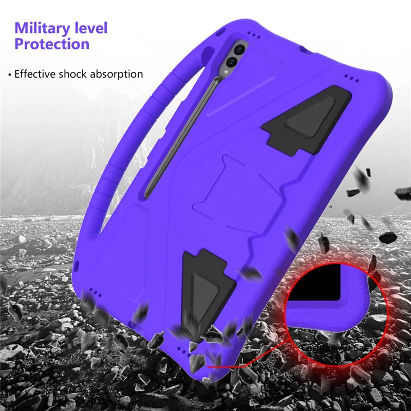 For Samsung Galaxy Tab S10 Ultra Case EVA Tablet Cover with Handle Kickstand Children Friendly - Purple