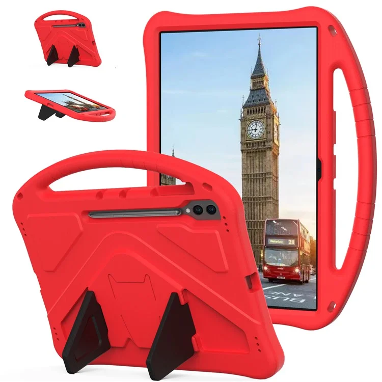 For Samsung Galaxy Tab S10 Ultra Case EVA Tablet Cover with Handle Kickstand Children Friendly - Red