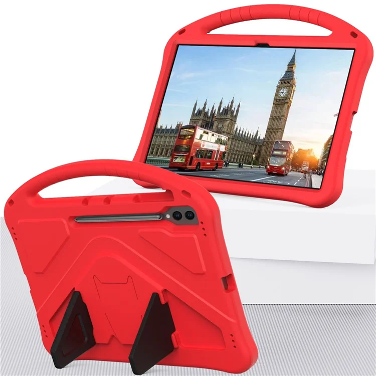 For Samsung Galaxy Tab S10 Ultra Case EVA Tablet Cover with Handle Kickstand Children Friendly - Red