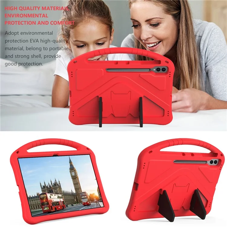 For Samsung Galaxy Tab S10 Ultra Case EVA Tablet Cover with Handle Kickstand Children Friendly - Red