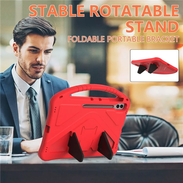 For Samsung Galaxy Tab S10 Ultra Case EVA Tablet Cover with Handle Kickstand Children Friendly - Red