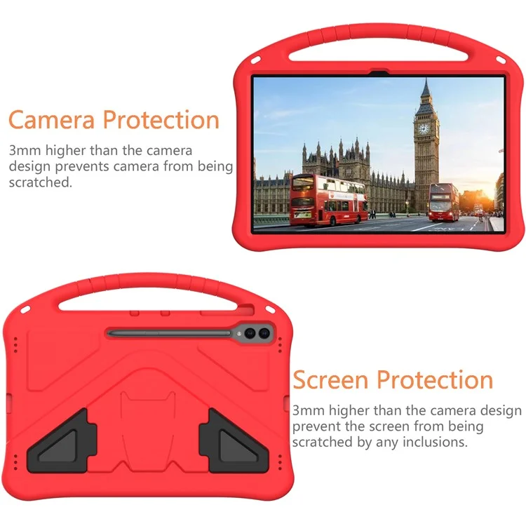 For Samsung Galaxy Tab S10 Ultra Case EVA Tablet Cover with Handle Kickstand Children Friendly - Red