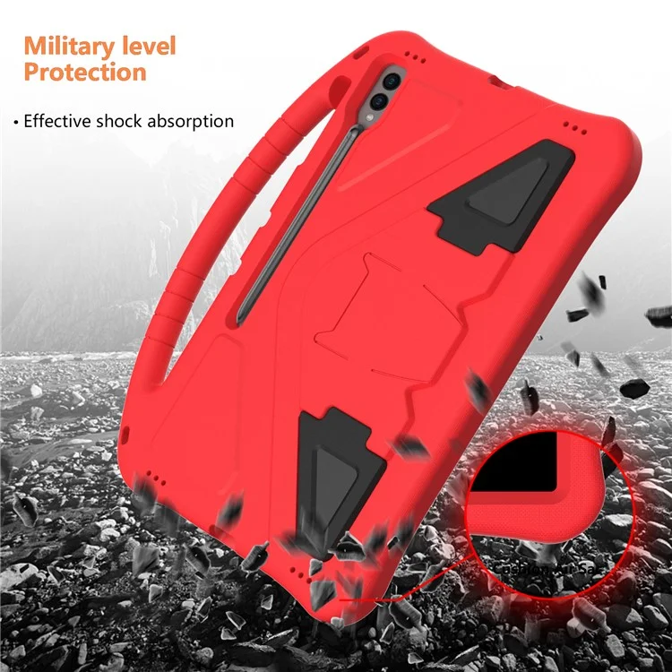 For Samsung Galaxy Tab S10 Ultra Case EVA Tablet Cover with Handle Kickstand Children Friendly - Red