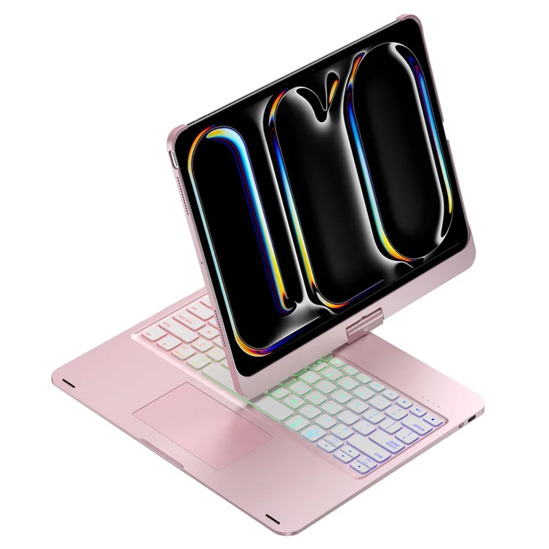 For iPad Pro 13 (2024) Trackpad Backlight Keyboard with Tablet Case - Rose Gold