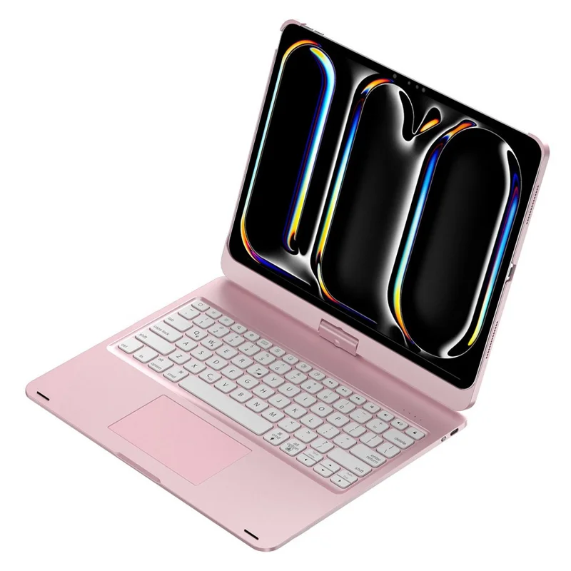 For iPad Pro 13 (2024) Trackpad Backlight Keyboard with Tablet Case - Rose Gold