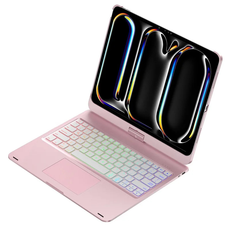 For iPad Pro 13 (2024) Trackpad Backlight Keyboard with Tablet Case - Rose Gold