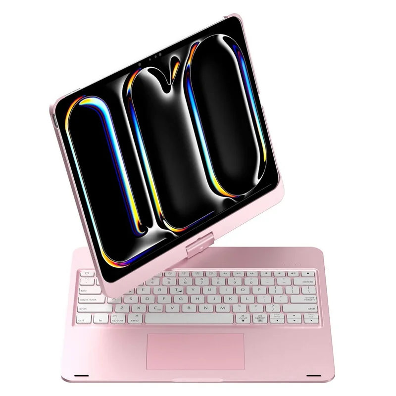 For iPad Pro 13 (2024) Trackpad Backlight Keyboard with Tablet Case - Rose Gold