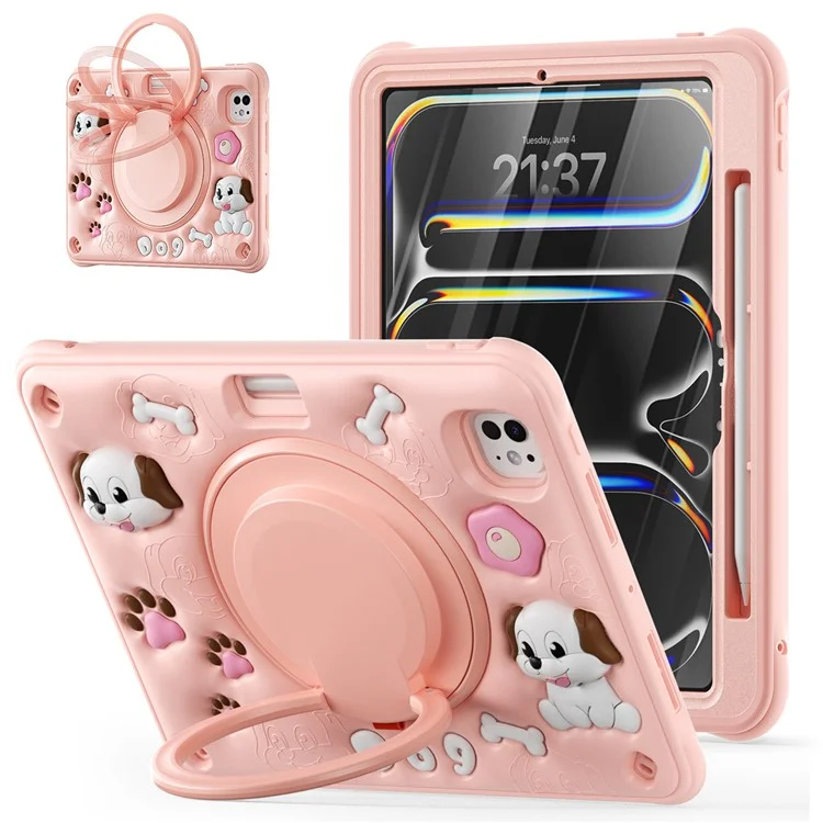 Für Ipad Pro 11 (2024) Case Niedliche Hundemuster Kickstand Pc+silikon+tpu -tablet -abdeckung
