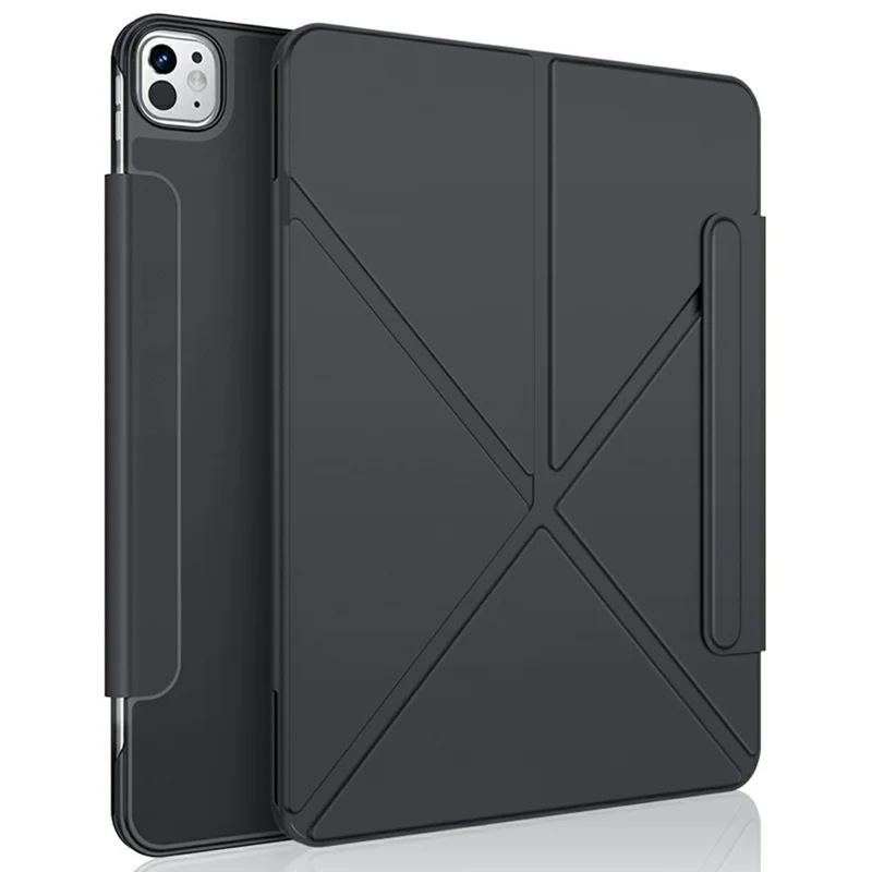 XUNDD XDD-0014 For iPad Pro 13 (2025) / 13 (2024) Case PU Leather Multi-Angle Stand Smart Tablet Cover with Pen Holder - Black