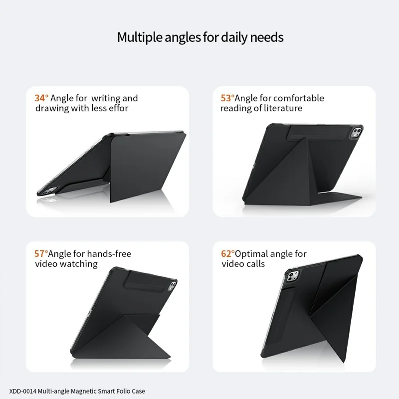 XUNDD XDD-0014 For iPad Pro 13 (2025) / 13 (2024) Case PU Leather Multi-Angle Stand Smart Tablet Cover with Pen Holder - Black