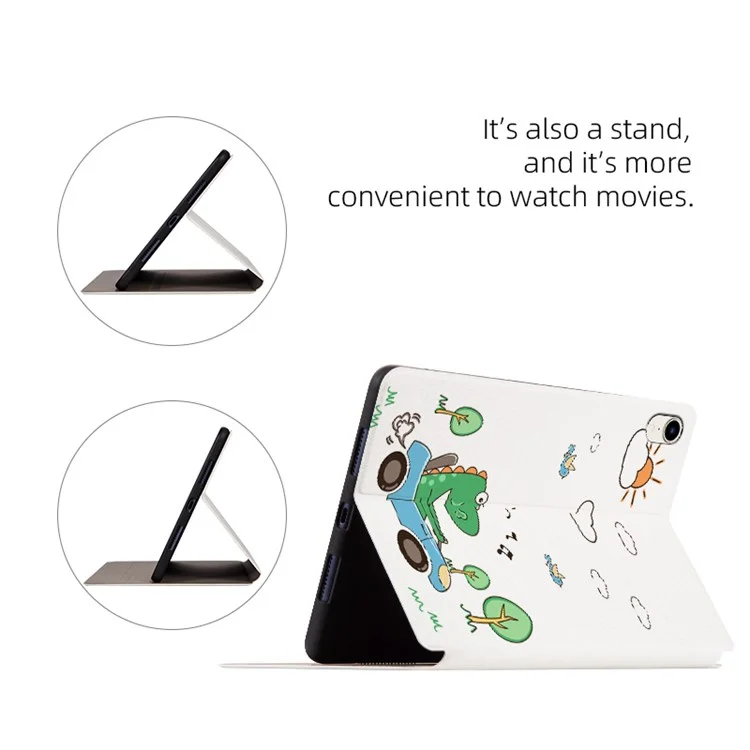 For iPad mini (2024) / mini (2021) Cartoon Pattern Printed Anti-Drop PU Leather Cover Shockproof Stand Tablet Case with Auto Wake / Sleep - Blue Cat / Hello