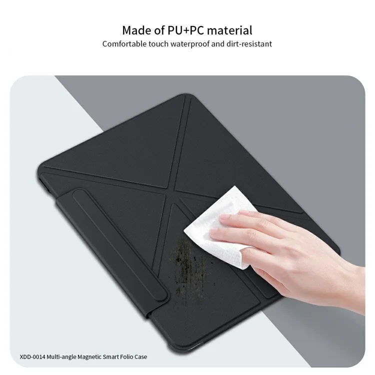 XUNDD XDD-0014 Для Ipad Pro 12.9 (2022) /(2021) /(2020) /(2018) Case pu Leather Multi-Angle Stand Smart Pablet Cover с Держателем Ручки - Черный