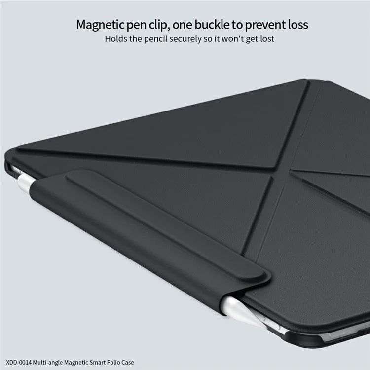 XUNDD XDD-0014 Для Ipad Pro 12.9 (2022) /(2021) /(2020) /(2018) Case pu Leather Multi-Angle Stand Smart Pablet Cover с Держателем Ручки - Черный