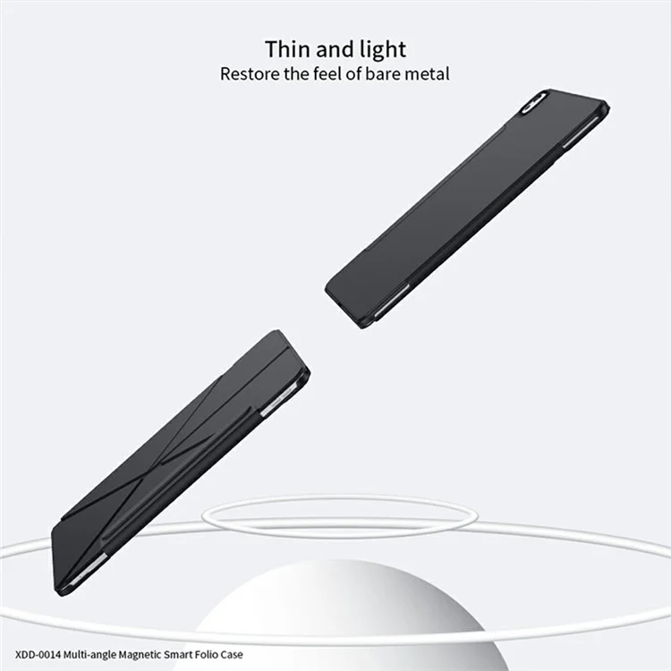 XUNDD XDD-0014 Для Ipad Pro 12.9 (2022) /(2021) /(2020) /(2018) Case pu Leather Multi-Angle Stand Smart Pablet Cover с Держателем Ручки - Черный