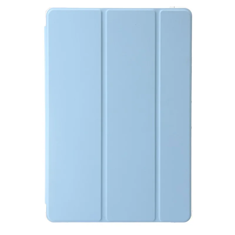For Samsung Galaxy Tab S10+ Case Tri-Fold Stand Leather+TPU+Acrylic Clear Back Tablet Cover - Baby Blue
