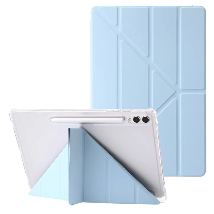 Para Samsung Galaxy Tab S10+ Case PU Couro Origami Stand Clear Taple - Azul Bebê