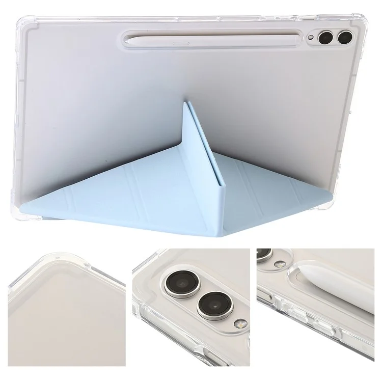 Para Samsung Galaxy Tab S10+ Case PU Couro Origami Stand Clear Taple - Azul Bebê