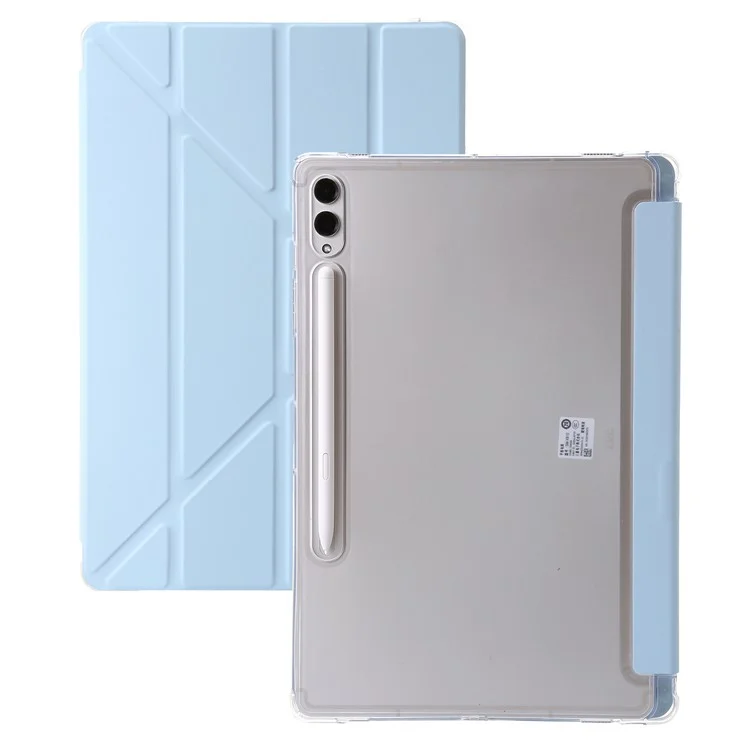 Para Samsung Galaxy Tab S10+ Case PU Couro Origami Stand Clear Taple - Azul Bebê
