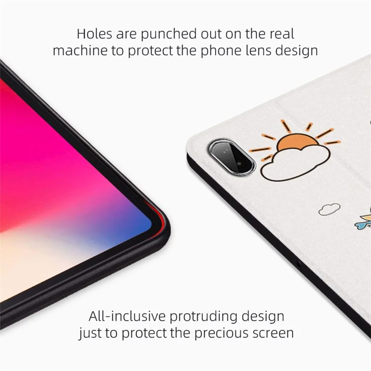 For Lenovo Pad Plus / Lenovo Tab P11 TB-J606F / Tab P11 5G Auto Wake / Sleep Case with Stand Cartoon Pattern Printed PU Leather Cover Protective Tablet Case - Space Rabbit