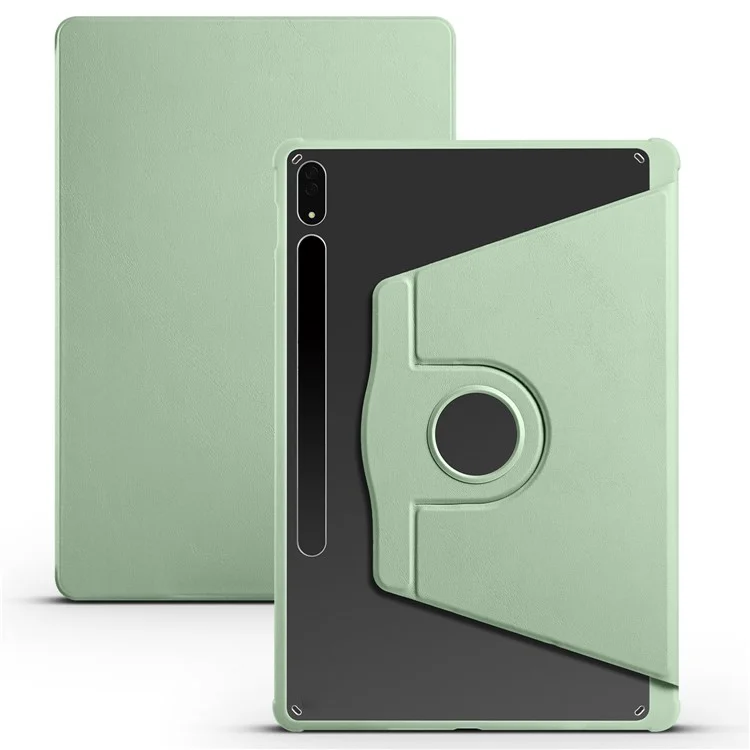 For Samsung Galaxy Tab S10+ Case 360 Degree Rotating Stand PU Leather+Acrylic Tablet Cover - Light Green