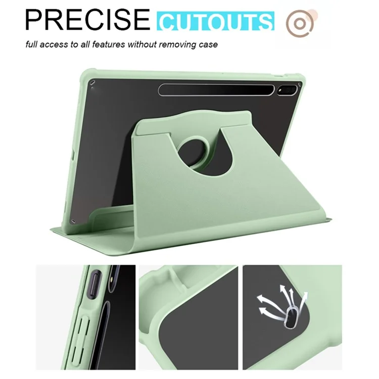 For Samsung Galaxy Tab S10+ Case 360 Degree Rotating Stand PU Leather+Acrylic Tablet Cover - Light Green
