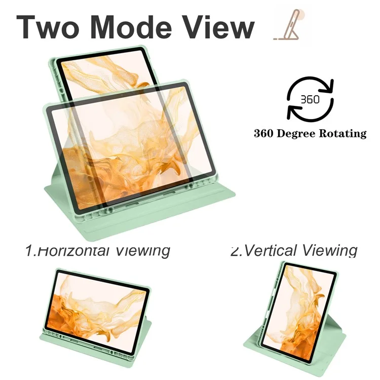 For Samsung Galaxy Tab S10+ Case 360 Degree Rotating Stand PU Leather+Acrylic Tablet Cover - Light Green