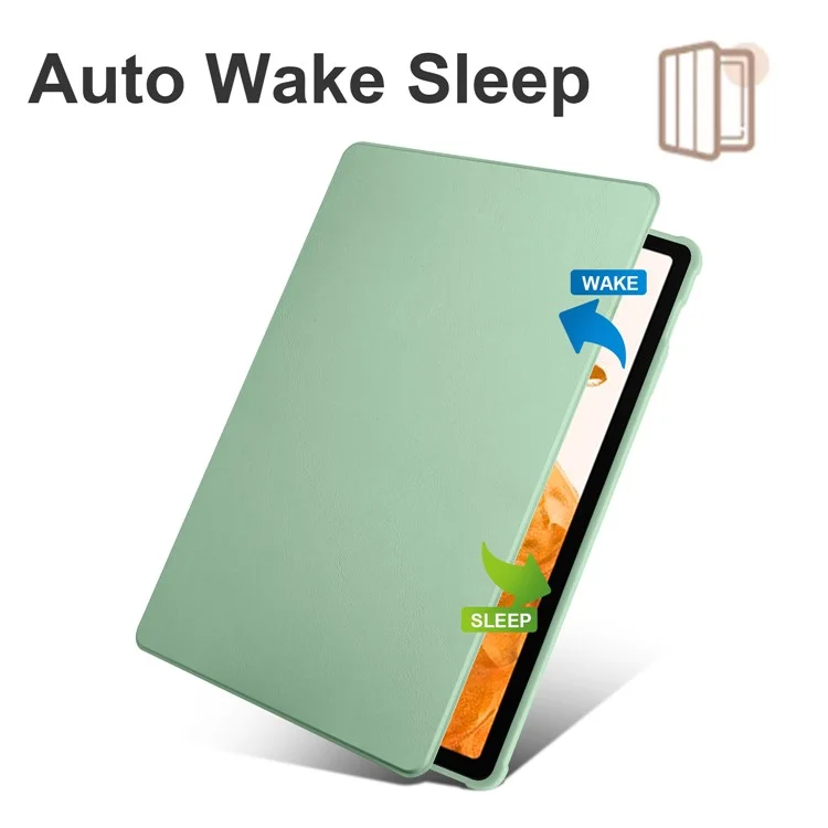 For Samsung Galaxy Tab S10+ Case 360 Degree Rotating Stand PU Leather+Acrylic Tablet Cover - Light Green