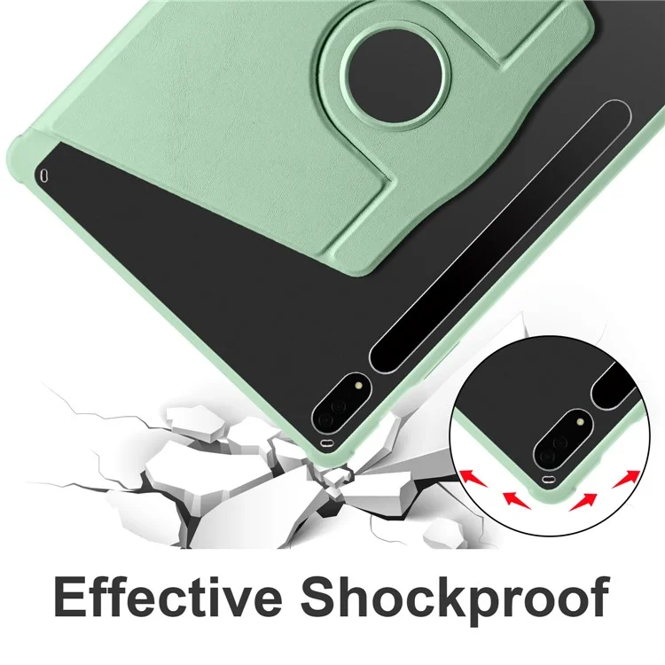 For Samsung Galaxy Tab S10+ Case 360 Degree Rotating Stand PU Leather+Acrylic Tablet Cover - Light Green
