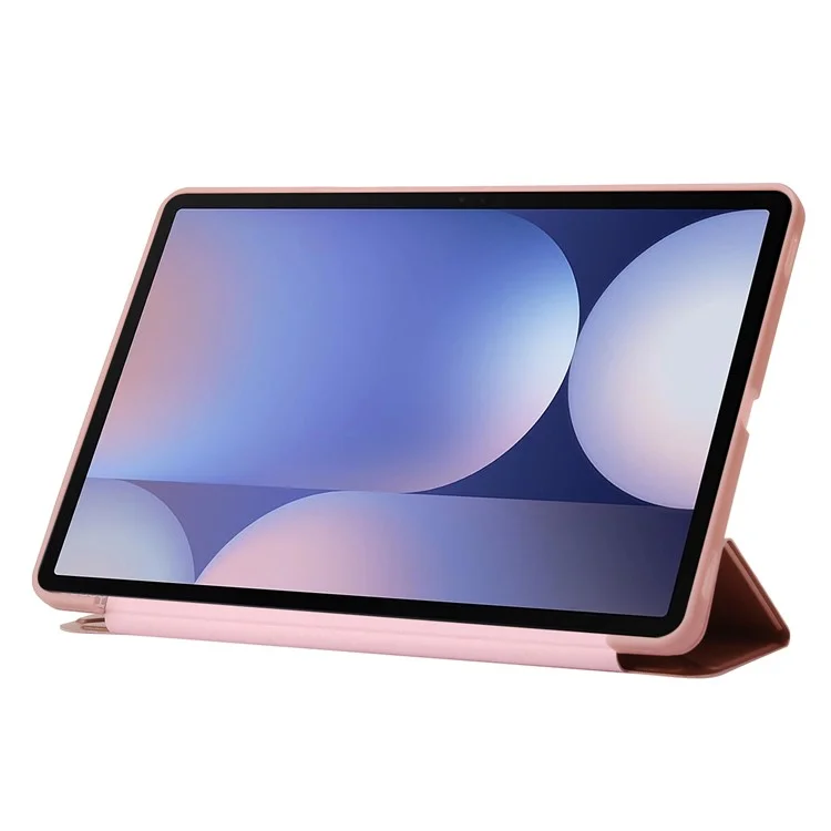 Para Samsung Galaxy Tab S10+ Case PU Leather+Silicone Origami Stand Protective Cover - Rose Gold