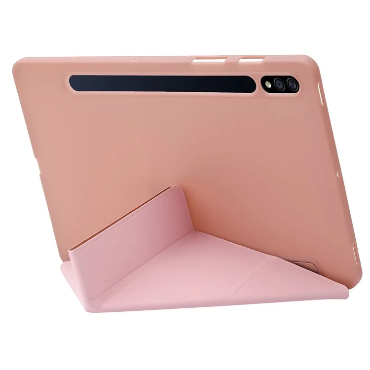 Para Samsung Galaxy Tab S10+ Case PU Leather+Silicone Origami Stand Protective Cover - Rose Gold