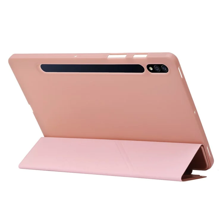 Para Samsung Galaxy Tab S10+ Case PU Leather+Silicone Origami Stand Protective Cover - Rose Gold
