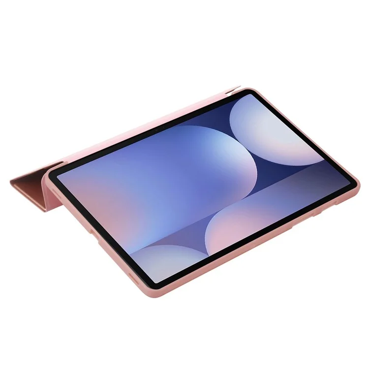 Para Samsung Galaxy Tab S10+ Case PU Leather+Silicone Origami Stand Protective Cover - Rose Gold