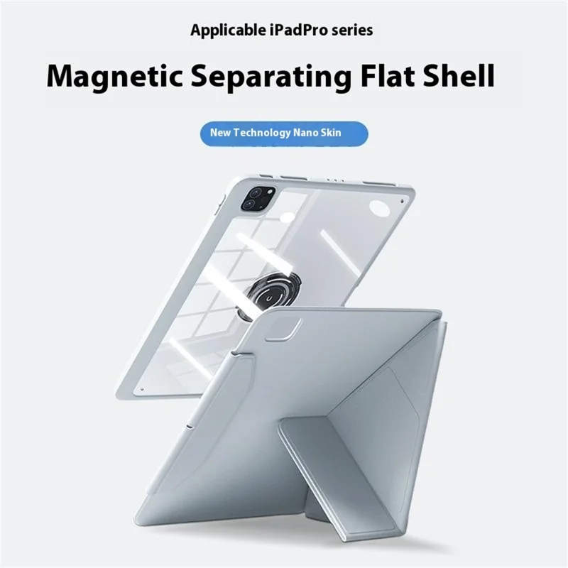 For iPad Pro 11 (2024) Case Leather+PC+TPU Detachable Magnetic Tablet Case - Grey