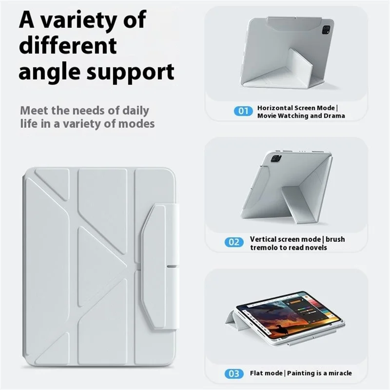 For iPad Pro 11 (2024) Case Leather+PC+TPU Detachable Magnetic Tablet Case - Grey